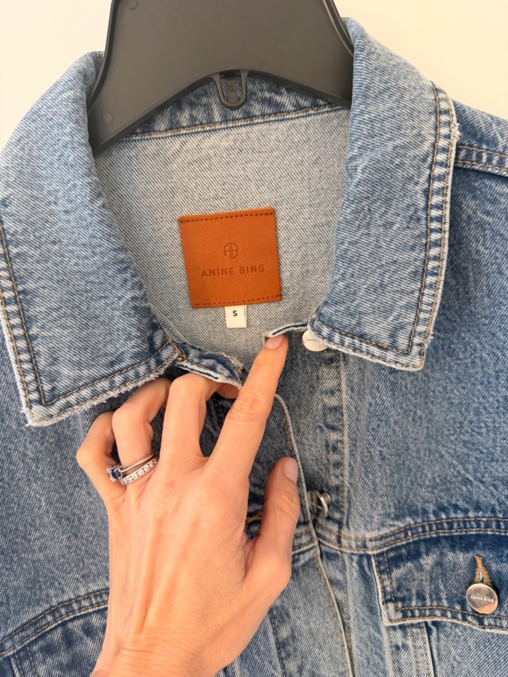 Anine Bing Rory Blue Washed Denim Jacket - Picture 7 of 8